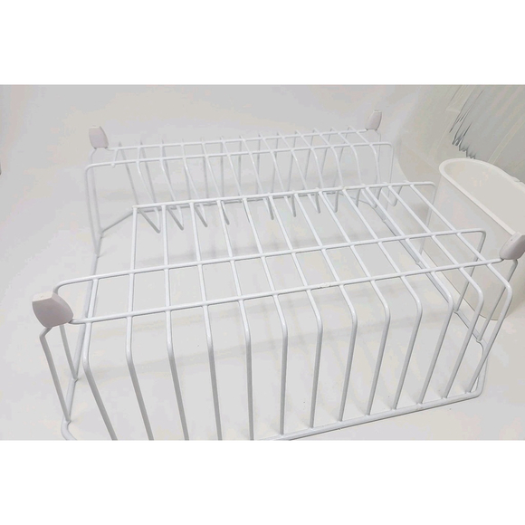 Vtg Rubbermaid Coated Wire White Dish Drying Rack Drainer 1H92 Clear Mat 1S04 - Picture 10 of 16